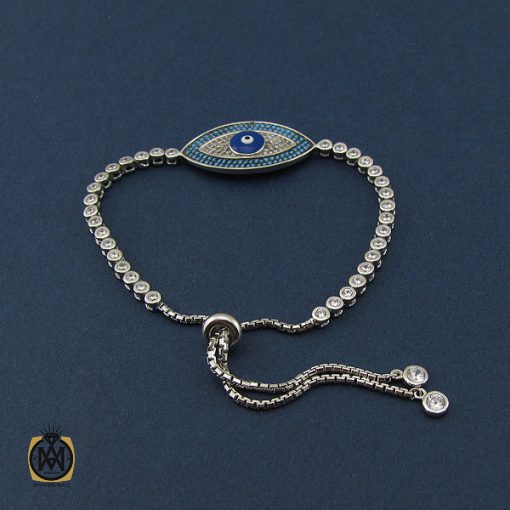 دستبند نقره زنانه طرح چشم زخم - کد 1076 - تصویر 3