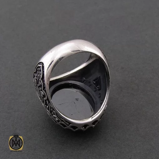 انگشتر حدید سینی با حکاکی کف العباس مردانه - کد 8356 - تصویر 3