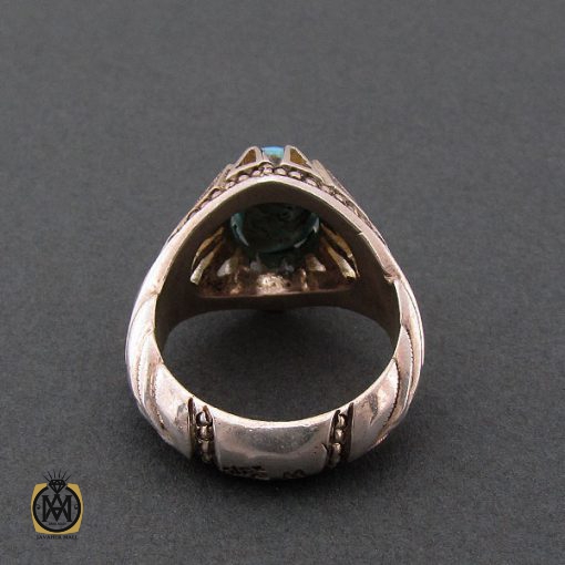 انگشتر فیروزه نیشابوری با کیفیت مردانه دست ساز - کد 8492 - تصویر 3