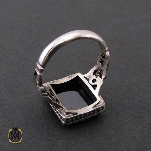 انگشتر حدید سینی با حکاکی ان الحسین مصباح الهدی وسفینه النجاه مردانه - کد 8371 - تصویر 3