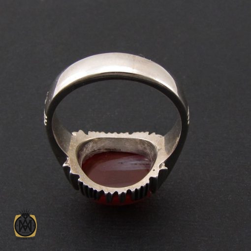 3 انگشتر عقیق یمن مردانه خوش رنگ طرح صفوی - کد 8514 - تصویر 3