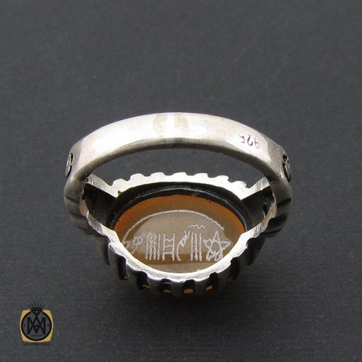 انگشتر عقیق یمن با حکاکی شرف الشمس طرح صفوی مردانه - کد 8515 - تصویر 3