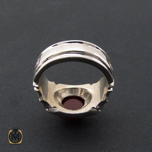 انگشتر عقیق یمن خوش رنگ طرح صفوی مردانه - کد 8516 - تصویر 3