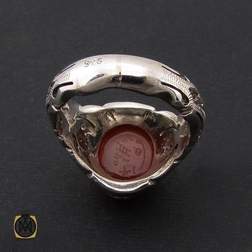 انگشتر عقیق یمن با حکاکی شرف الشمس مردانه  - کد 8519 - تصویر 3