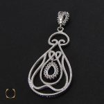 3 مدال نقره پر نگین زنانه طرح لادن - کد 3037 - تصویر 3