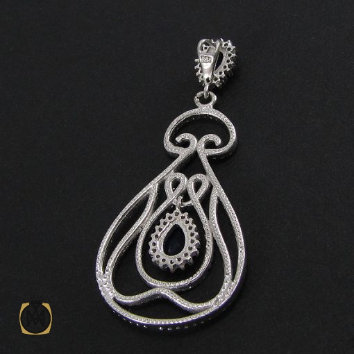 3 مدال نقره پر نگین زنانه طرح لادن - کد 3037 - تصویر 3