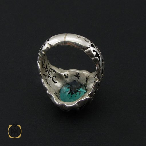 انگشتر توپاز اصل سبز مردانه دست ساز - کد 8538 - تصویر 3