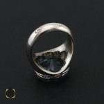 3 انگشترتوپاز آبی درشت مردانه صفوی دست ساز - کد 8539 - تصویر 3