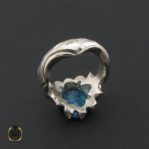 انگشتر توپاز آبی مردانه دست ساز - کد 8541 - تصویر 3