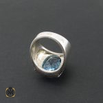 3 انگشتر توپاز آبی مردانه درشت و مرغوب رکاب دست ساز - کد 8543 - تصویر 3
