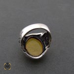 3 انگشتر عقیق زرد با حکاکی شرف الشمس مردانه - کد 8386 - تصویر 3