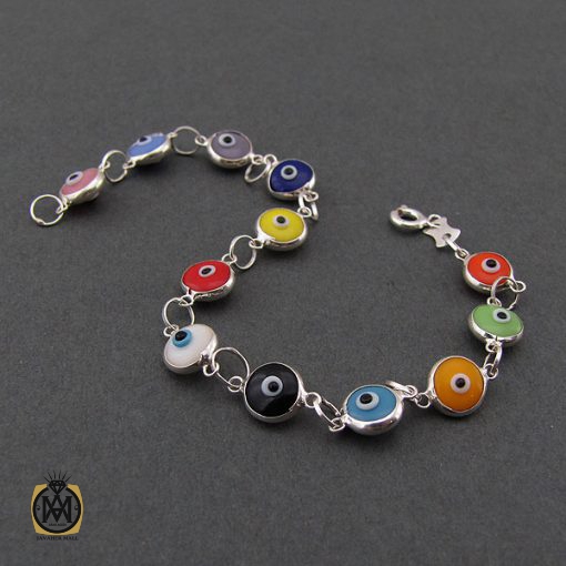 دستبند نقره و میناکاری طرح چشم زخم زنانه - کد 1069 - تصویر 3