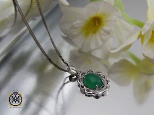 3063 مدال عقیق سبز زنانه طرح سونیا - کد 3063 - تصویر 5