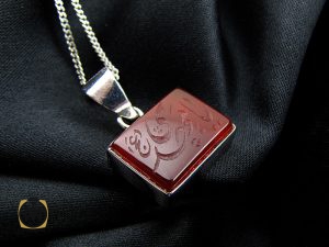 3064 مدال عقیق قرمز با حکاکی یا مهدی - کد 3064 - تصویر 5