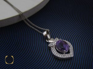 3073 مدال آمتیست زنانه طرح آوین - کد 3073 - تصویر 5