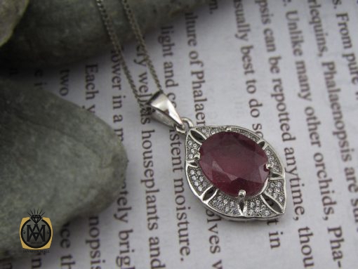 مدال یاقوت سرخ زنانه طرح پروا - کد 3076 - تصویر 2