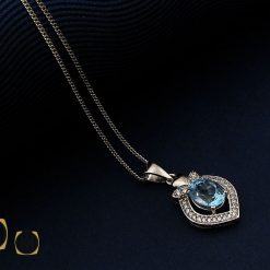 مدال توپاز آبی زنانه طرح تاما - کد 3077 مدال توپاز آبی زنانه طرح تاما - کد 3077
