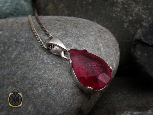 3079 مدال یاقوت سرخ زنانه طرح ترگل - کد 3079 - تصویر 5