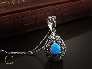 3092 مدال فیروزه نیشابوری و مارکازیت زنانه طرح فرانک - کد 3092 - تصویر 5