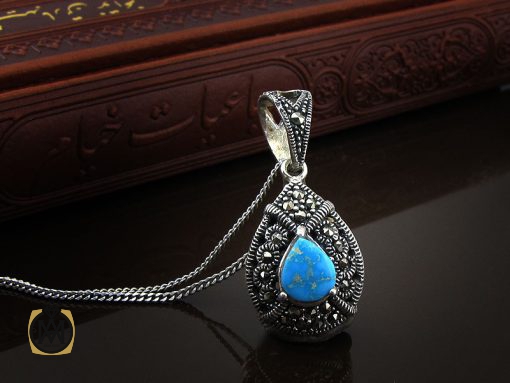 3092 مدال فیروزه نیشابوری و مارکازیت زنانه طرح فرانک - کد 3092 - تصویر 5