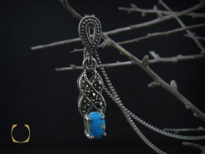 3094 مدال فیروزه نیشابوری و مارکازیت زنانه طرح مهشید - کد 3094 - تصویر 5