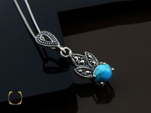 3097 مدال فیروزه نیشابوری و مارکازیت زنانه طرح ماهناز - کد 3097 - تصویر 5