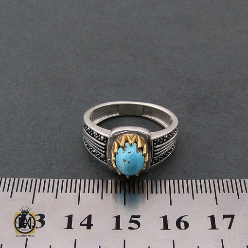 انگشتر فیروزه نیشابوری مردانه - کد 8390 - تصویر 4