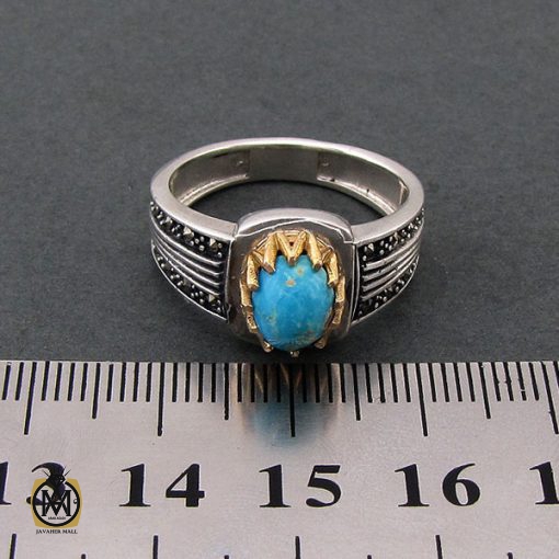 انگشتر فیروزه نیشابوری مردانه - کد 8392 - تصویر 4