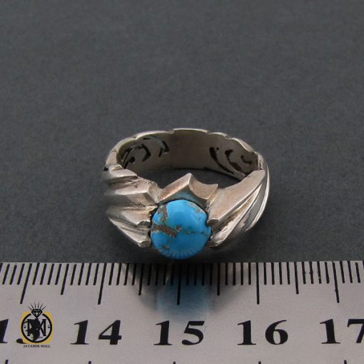 انگشتر فیروزه نیشابوری مردانه اصل و معدنی - کد 8395 - تصویر 4