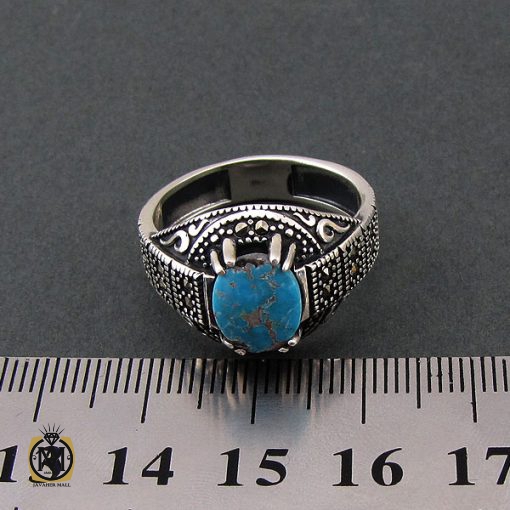 انگشتر فیروزه نیشابوری مردانه - کد 8396 - تصویر 4