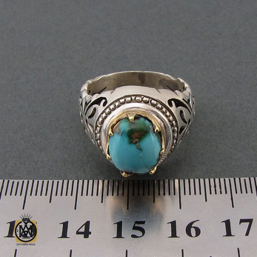 انگشتر فیروزه نیشابوری مردانه - کد 8401 - تصویر 4