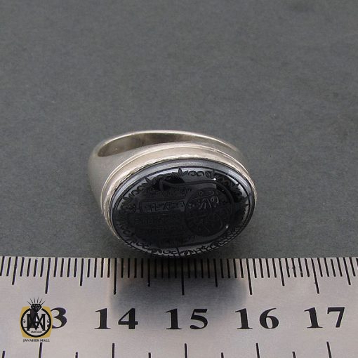 انگشتر حدید سینی با حکاکی کف العباس مردانه – کد 8443 - تصویر 4