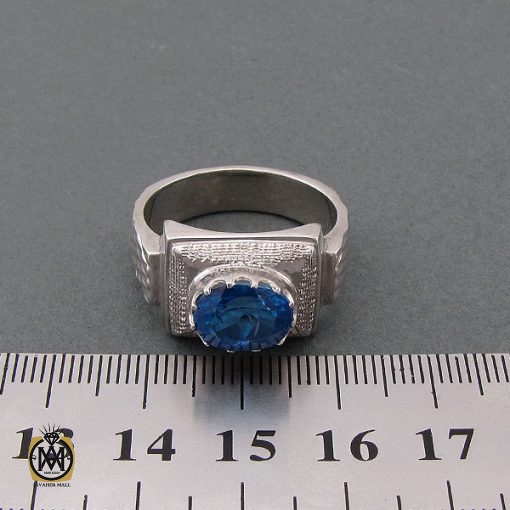 انگشتر توپاز آبی اصل مردانه دست ساز - کد 8466 - تصویر 4