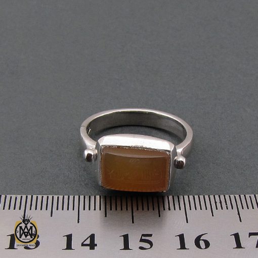4 انگشتر عقیق یمن با حکاکی شرف الشمس استاد ضابطی دست ساز - کد 8468 - تصویر 4