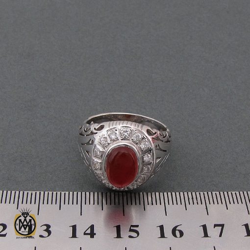 انگشتر عقیق یمن مردانه خوش رنگ - کد 8472 - تصویر 4