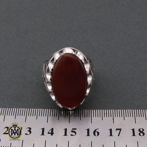 انگشتر عقیق یمن و زمرد مردانه - کد 8473 - تصویر 4