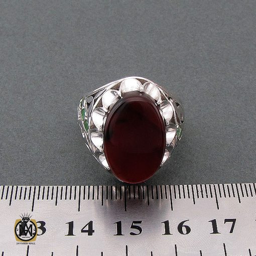 انگشتر عقیق یمن ارزشمند و زمرد مردانه - کد 8483 - تصویر 4