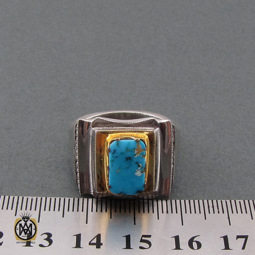 انگشتر فیروزه نیشابوری ارزشمند مردانه دست ساز - کد 8489 - تصویر 4