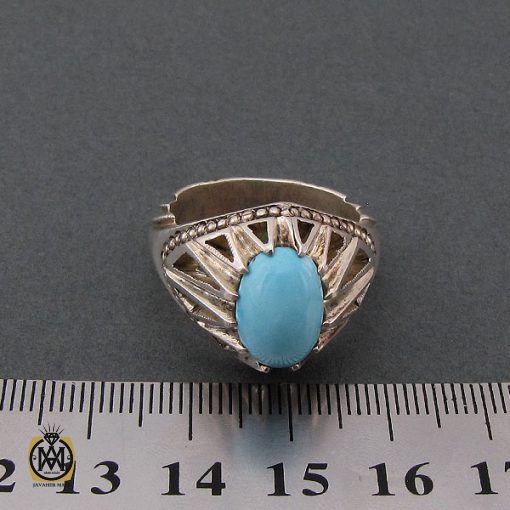 انگشتر فیروزه نیشابوری با کیفیت مردانه دست ساز - کد 8492 - تصویر 4
