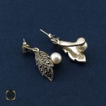 4 سرویس نقره با نگین مروارید زنانه طرح سمن - کد 7101 - تصویر 2