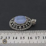 4 مدال عقیق یمن کبود و مارکازیت زنانه طرح آرزو - کد 3115 - تصویر 4