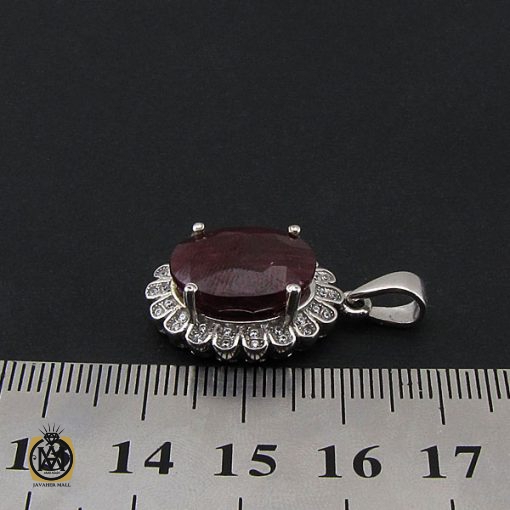 4 مدال یاقوت سرخ معدنی زنانه طرح دنیا - کد 3117 - تصویر 4