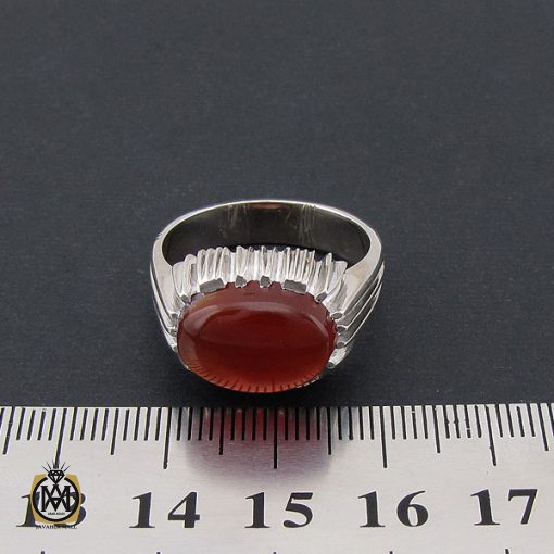 4 انگشتر عقیق یمن مردانه خوش رنگ طرح صفوی - کد 8514 - تصویر 4