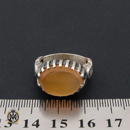 انگشتر عقیق یمن با حکاکی شرف الشمس طرح صفوی مردانه - کد 8515 - تصویر 5