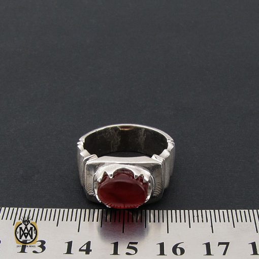 انگشتر عقیق یمن خوش رنگ طرح صفوی مردانه - کد 8516 - تصویر 4