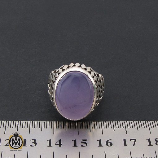 انگشتر عقیق یمن کبود خوش رنگ و درشت مردانه دست ساز - کد 8536 - تصویر 4
