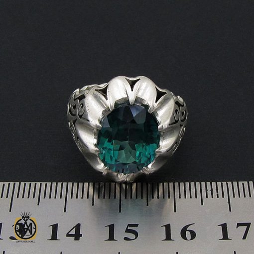 انگشتر توپاز اصل سبز مردانه دست ساز - کد 8538 - تصویر 4