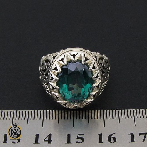 انگشتر توپاز سبز اصل مردانه خوش رنگ - کد 8540 - تصویر 4