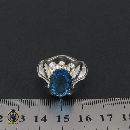 انگشتر توپاز آبی مردانه دست ساز - کد 8541 - تصویر 4