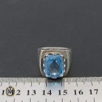 4 انگشتر توپاز آبی مردانه درشت و مرغوب رکاب دست ساز - کد 8543 - تصویر 4